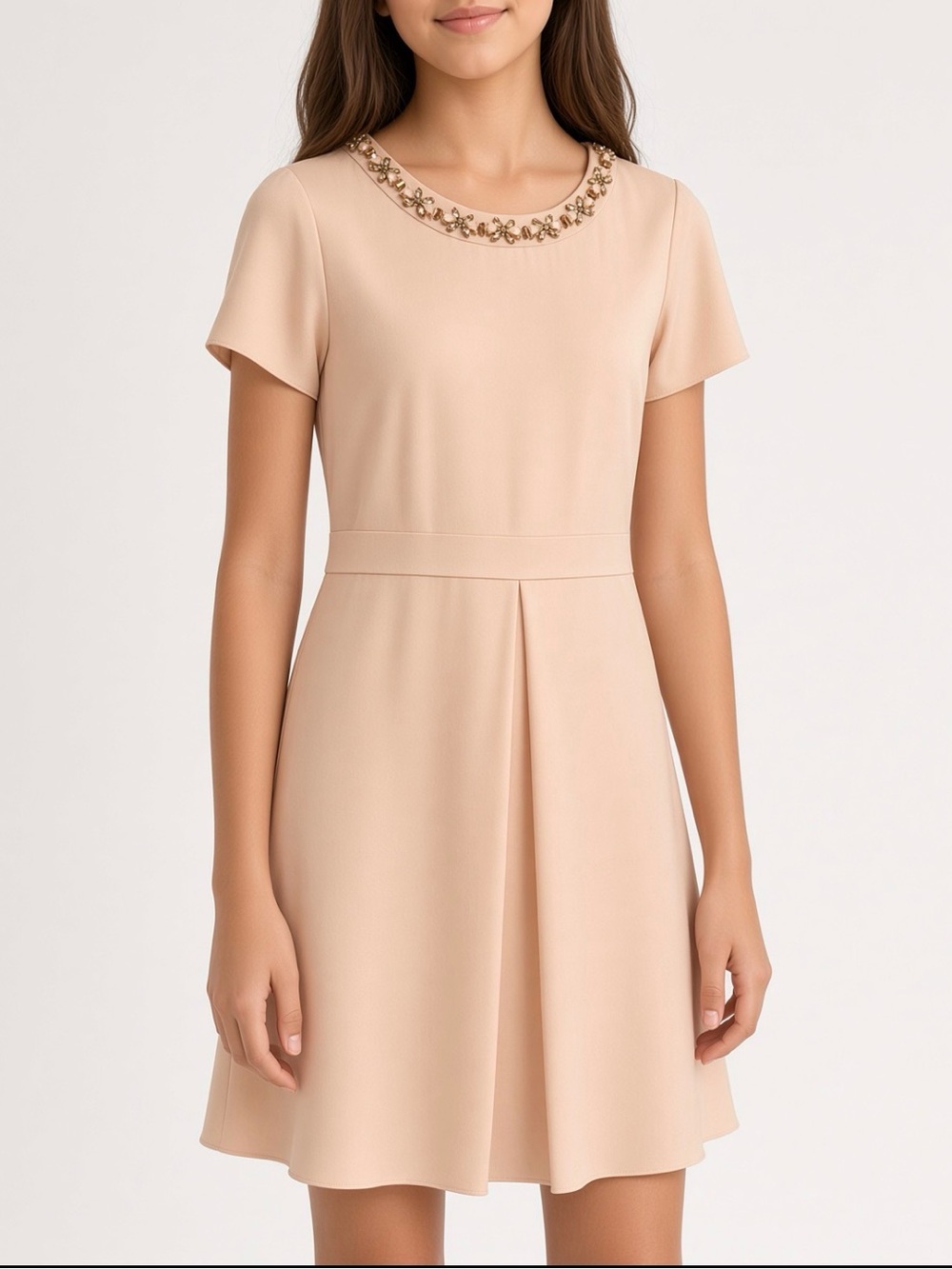 Gucci Girls Size 12 Peach Silk Dress Jeweled Neckline Made in Italy